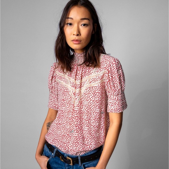 Zadig & Voltaire Tupelo Red and White Blouse - Picture 1 of 10